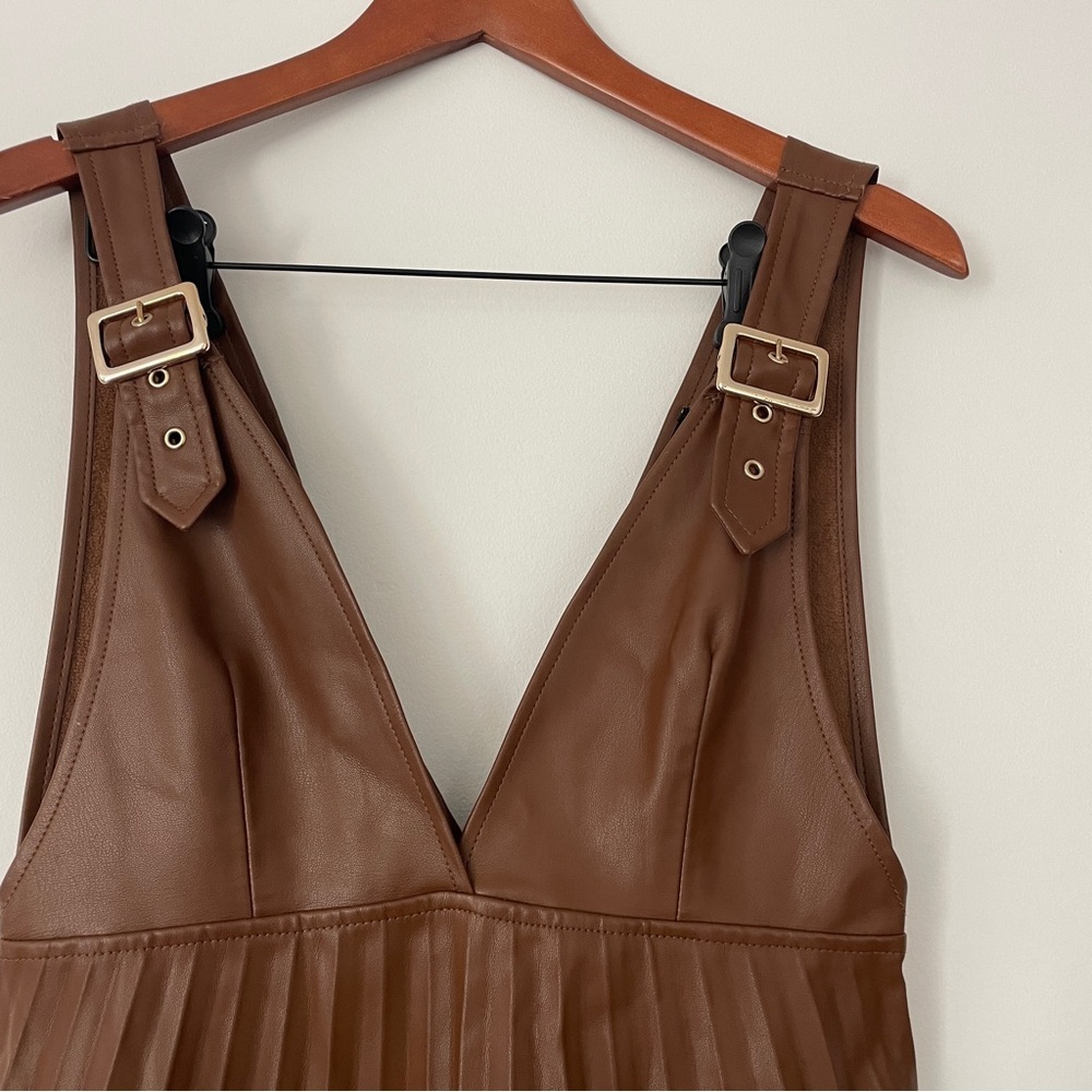 Zara Faux Leather Pleated Mini Pinafore Dress - BLOGGER FAV - Size S - Picture 4 of 12